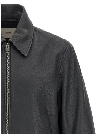 Кожаная куртка AMI PARIS 'Ami de Coeur' (HJK850LH0044020) #