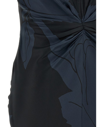 Миди VICTORIA BECKHAM 'Gathered V-Neck' (1126WDR005195IDARKNAVYPALEROSE) #