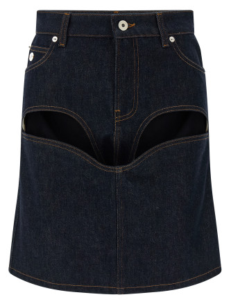 'Denim Mini Skirt With Cuts And Turn Up' skirt