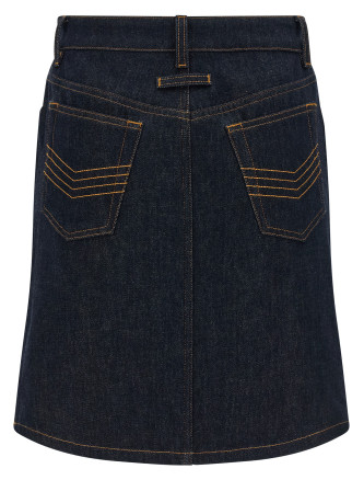 'Denim Mini Skirt With Cuts And Turn Up' skirt #