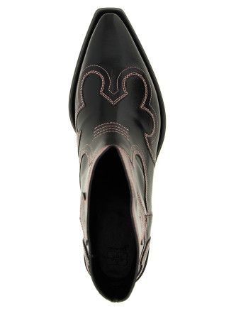 'Low Shaft Embroidered Western' ankle boots #