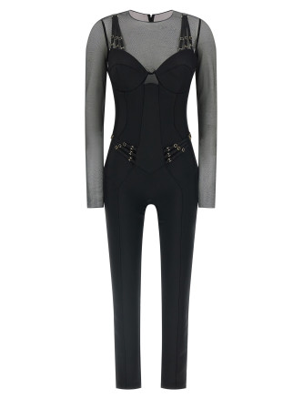 Jersey and tulle jumpsuit