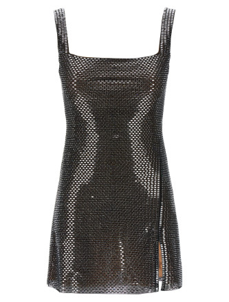 'Gunmetal Rhinestone Mesh Mini' dress
