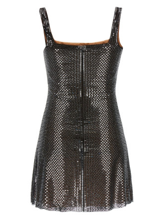 'Gunmetal Rhinestone Mesh Mini' dress #