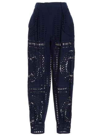 Embroidered cotton pants