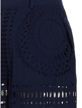 Embroidered cotton pants #