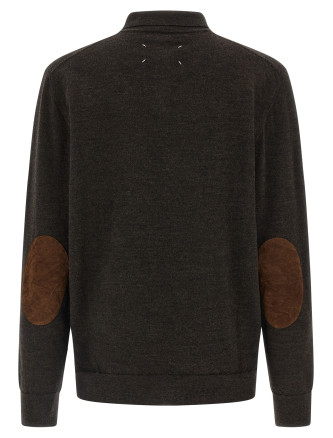 Suede patch polo shirt #