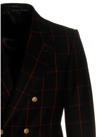 Double-breasted check blazer #
