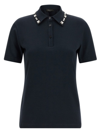 Crystal collar polo shirt
