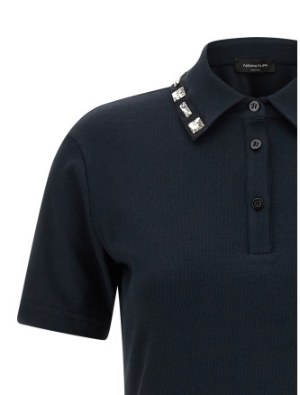 Crystal collar polo shirt #