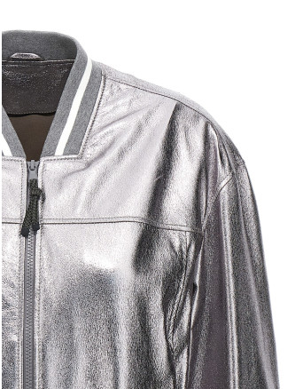 Laminated leather bomber jacket #