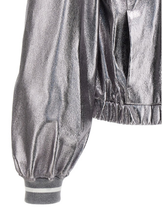 Laminated leather bomber jacket #