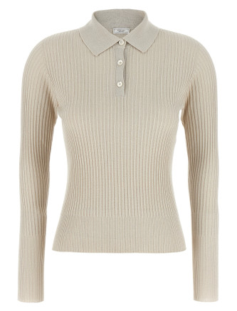 Поло PESERICO Lurex ribbed polo shirt