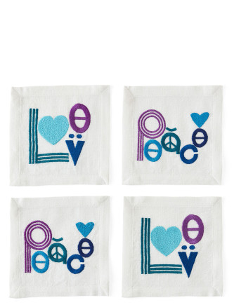 Set of 4 napkins 'Peace & Love'