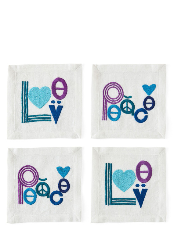 Set of 4 napkins 'Peace & Love' #1