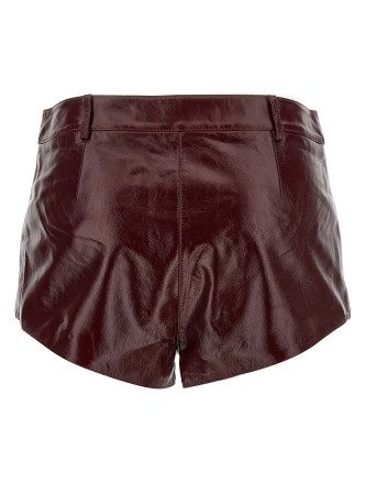 Бермуды, шорты SELF PORTRAIT Craqué leather shorts (PF25091PBUBURGUNDY) #