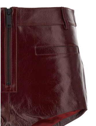 Бермуды, шорты SELF PORTRAIT Craqué leather shorts (PF25091PBUBURGUNDY) #