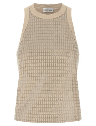 'Dazzling Check Embroidery' top