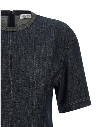 Мини BRUNELLO CUCINELLI Monile denim dress (MB125AFQ91C001) #