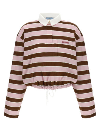 Cropped striped polo shirt