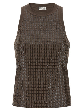 'Dazzling Check Embroidery' top