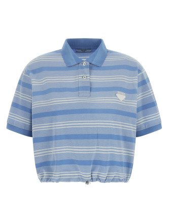 Cropped striped polo shirt