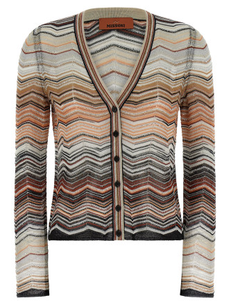 Chevron lamé cardigan