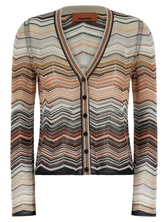 Chevron lamé cardigan #1