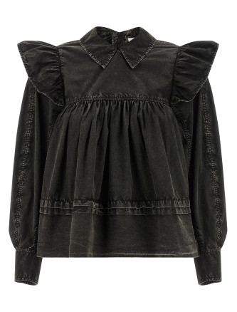 'Black Washed Frill' blouse
