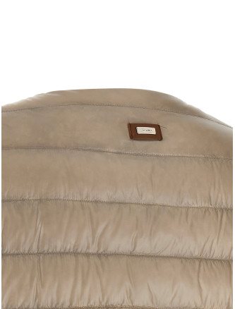 Leather strap down jacket #