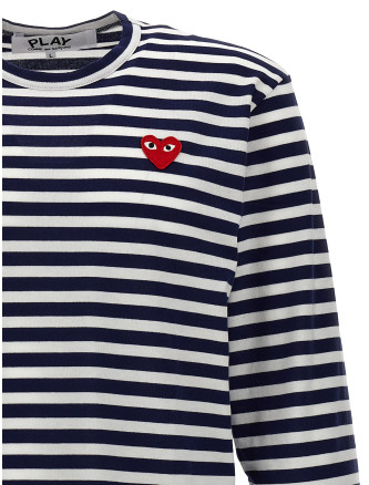 Футболка COMME DES GARÇONS PLAY Logo patch stripes t-shirt (AXT0101) #