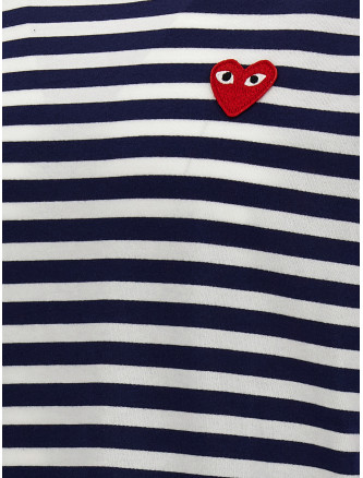 Футболка COMME DES GARÇONS PLAY Logo patch stripes t-shirt (AXT0101) #