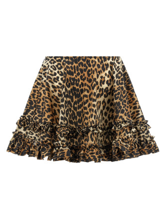 'Leopard Duchesse Nylon Mini Frill' skirt #