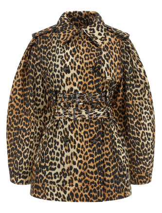 'Leopard Duchesse Nylon Short' trench coat #