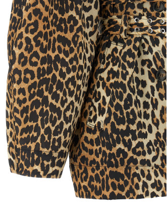 'Leopard Duchesse Nylon Short' trench coat #