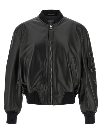 Leather bomber jacket