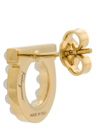 Серьги FERRAGAMO 'Gancini' (696581CREAMOROGIOVEL) #