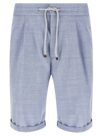 Linen and wool chevron bermuda shorts