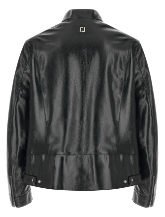 Lacquered leather blouson #