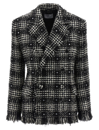 Tweed and rhinestone blazer