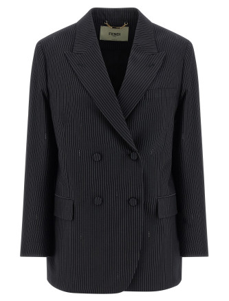 Pinstripe wool blazer