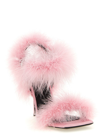 Satin sandals and feathers #