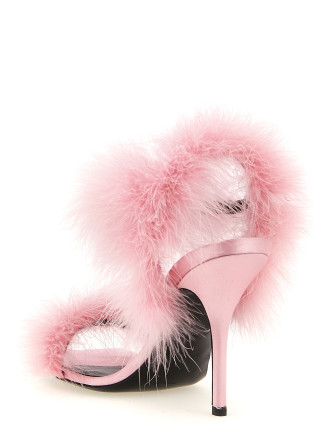 Satin sandals and feathers #