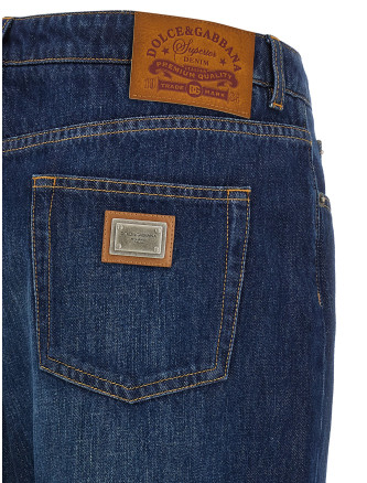 Stretched pleated trompe l'oeil jeans #