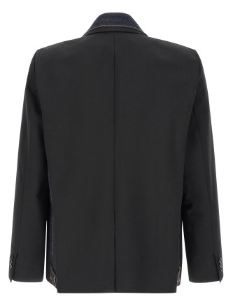 Denim insert blazer #