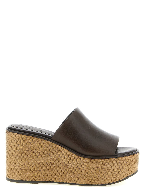 Leather and raffia wedges #1