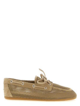 Mesh and suede boat shoe