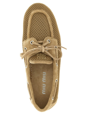 Mesh and suede boat shoe #