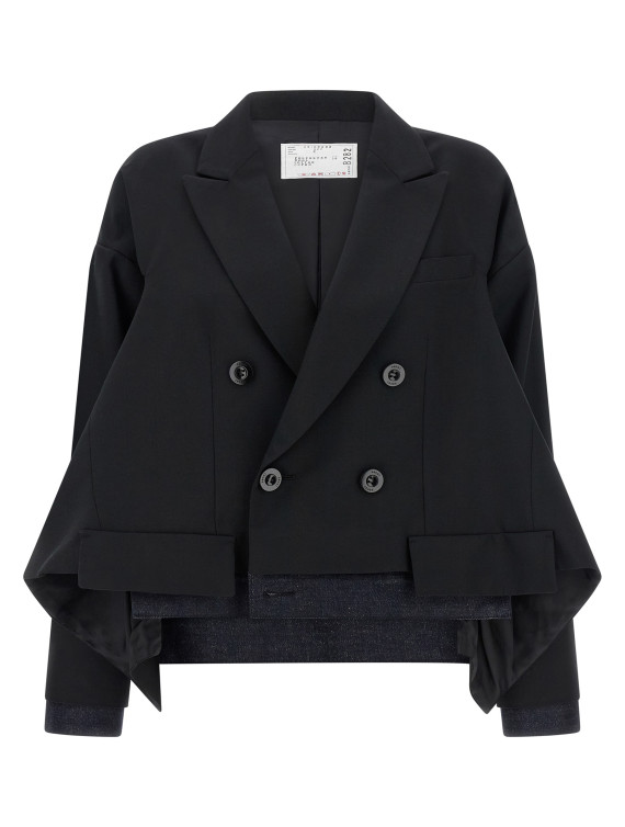 Denim insert blazer #1