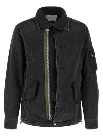 Nylon insert denim jacket